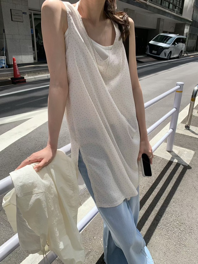 (予約) mellounge  / Printed layered one-piece  2color