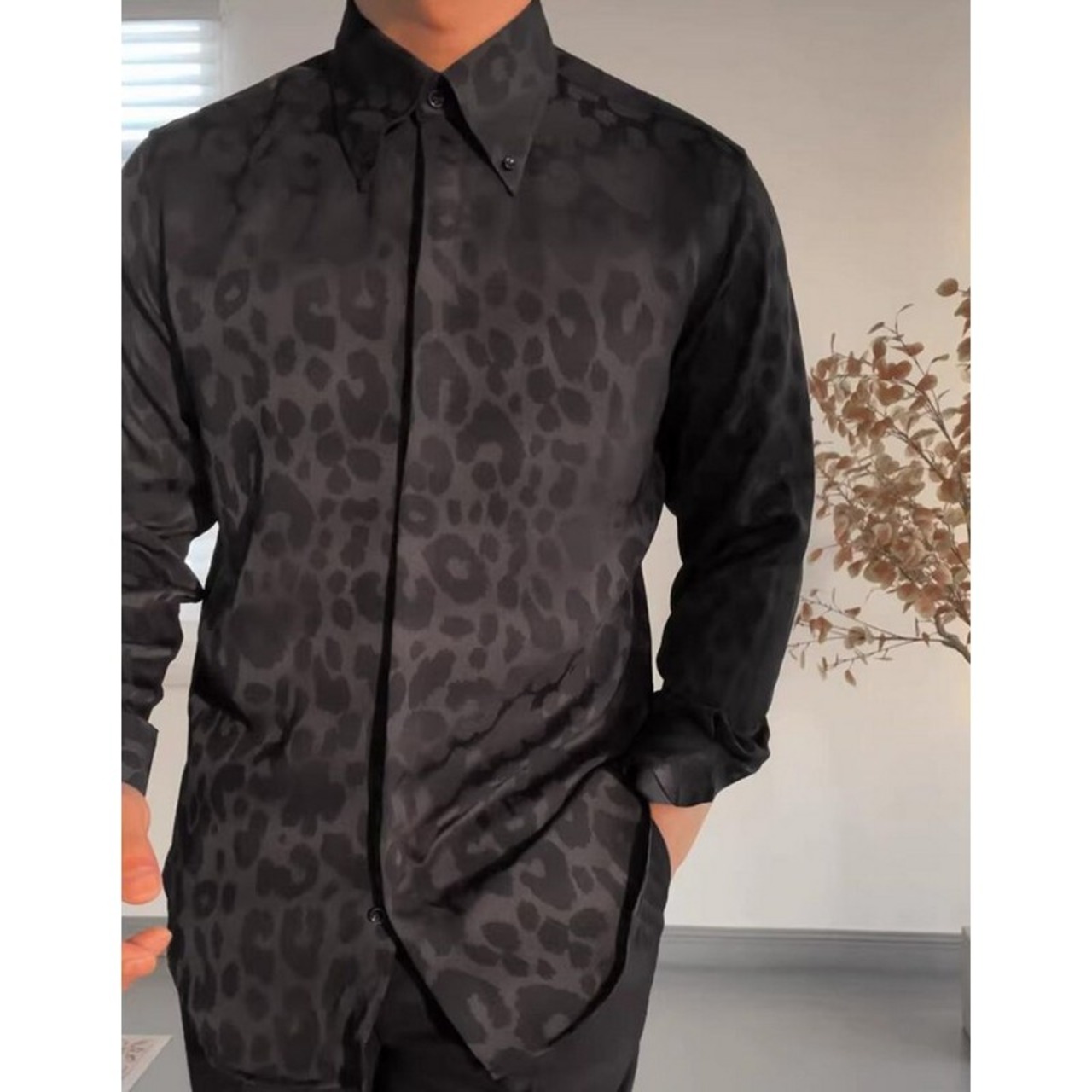 draped slim shirt 00049