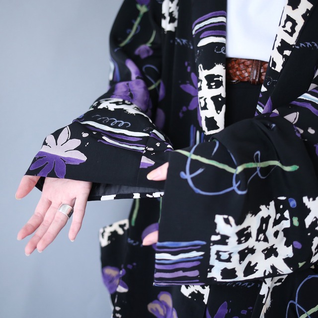 flower art pattern super big silhouette 1b easy tailored jacket