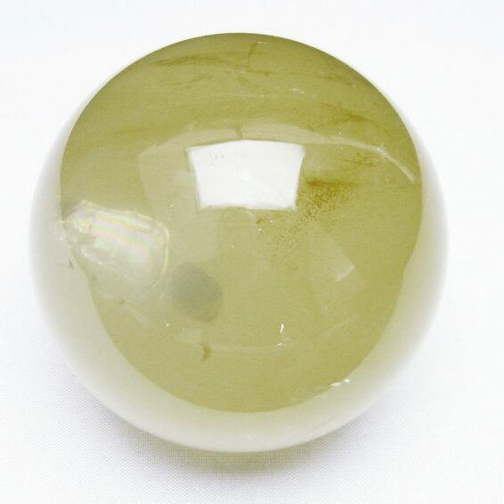 ミルキークォーツ 丸玉 虹入り 75mm スフィア イエロー 一点物 151-4559