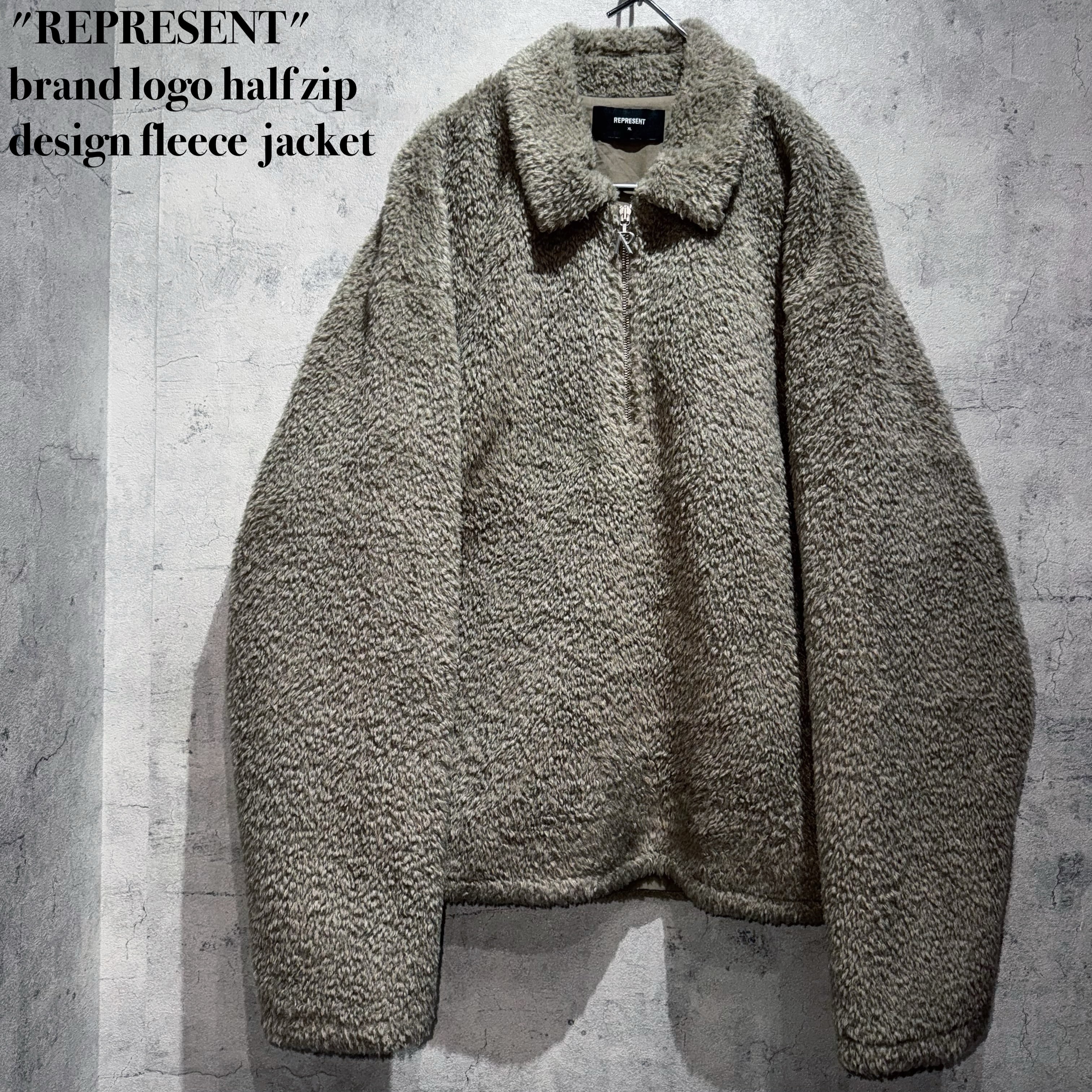 "REPRESENT"brand logo half zip design fleece jacket