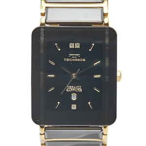 テクノス 腕時計 クオーツ ブラック文字盤 ステンレススチール セラミック メンズ TECHNOS 【中古】