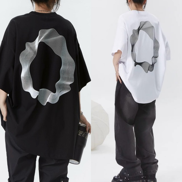 2color / ラウンドウェーブデザインTシャツ