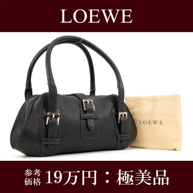 【本物・送料無料・極美品】ロエベ・ハンドバッグ(センダ・人気・綺麗・高級・黒・ブラック・鞄・バック・手持ち・I135)