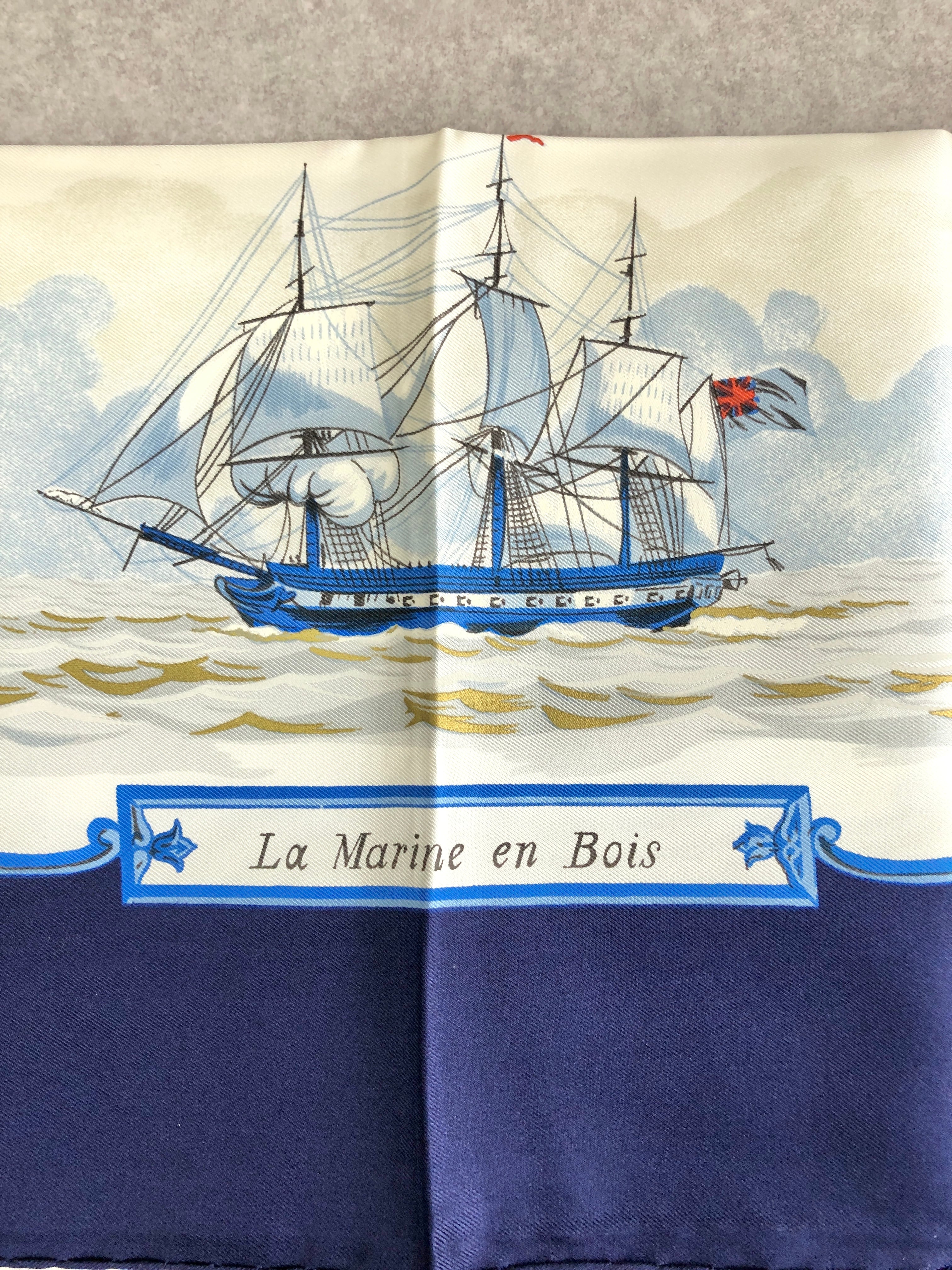 HERMES エルメス カレ90 スカーフ ヨット シルク La Marine en Bois