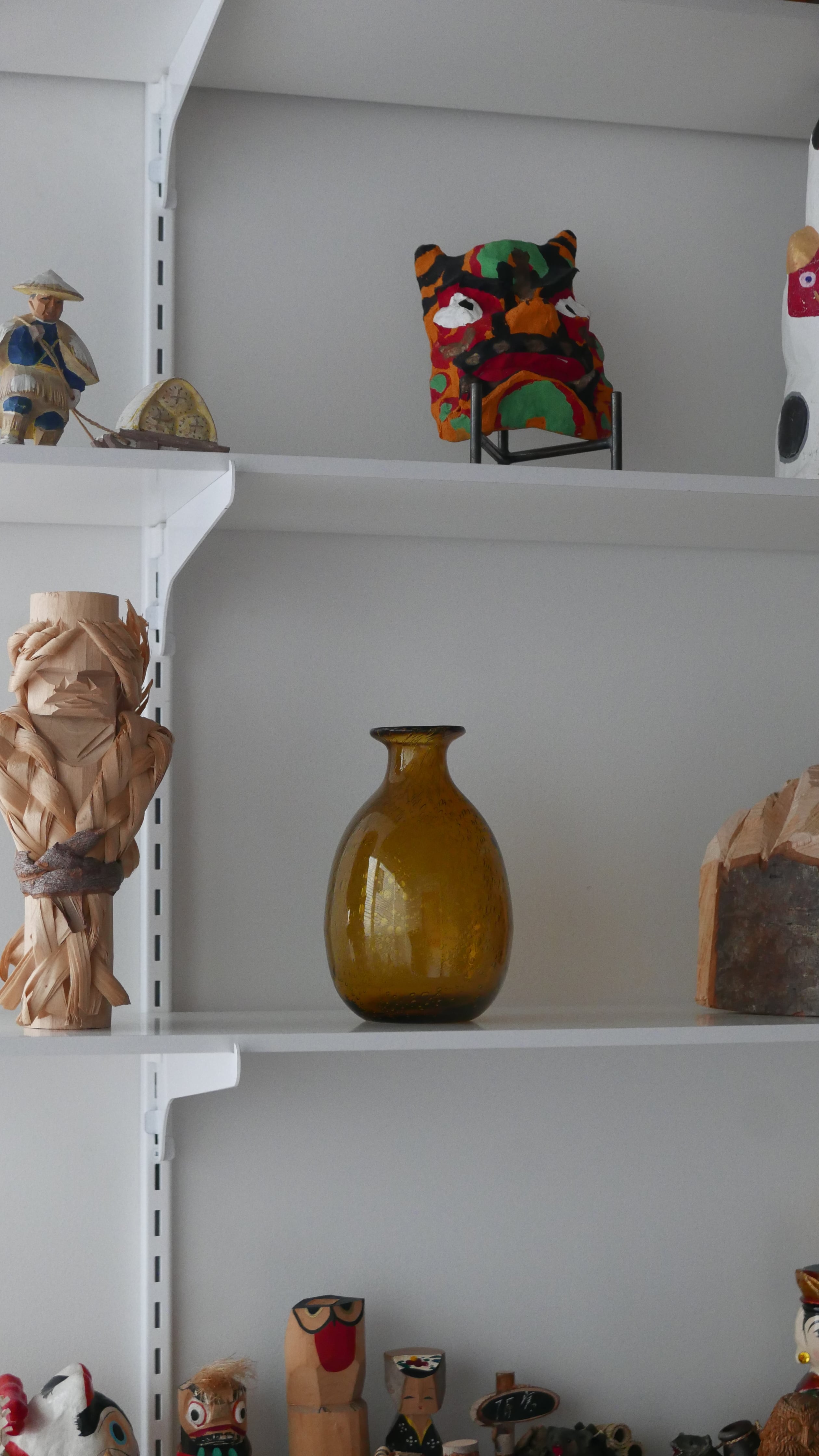 old hand blown bubble glass , light amber