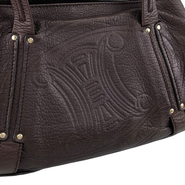 CELINE セリーヌ トートバッグ ブラウン ブラゾン型押し レザー vintage ヴィンテージ オールド 7dzt2e