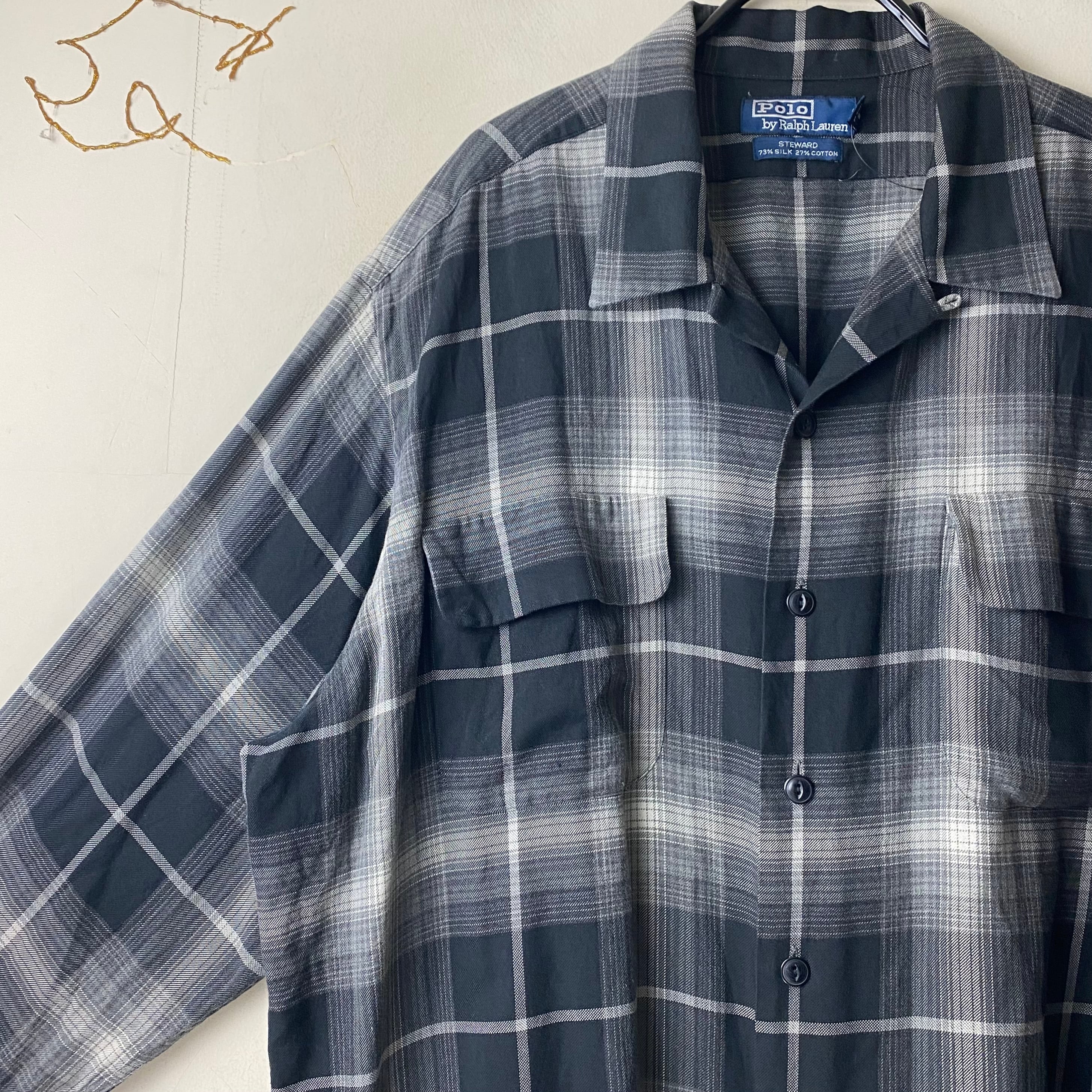 vintage POLO by RALPH LAUREN ombré check pattern open collar shirt 