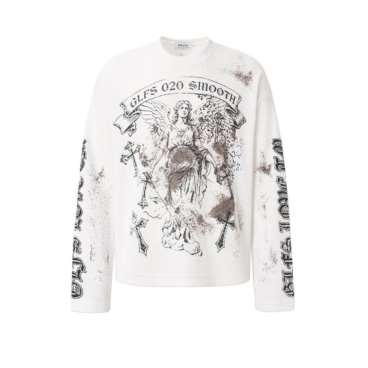 VINTAGE ストリート クロス女神 ワッフルロングTシャツ T2232