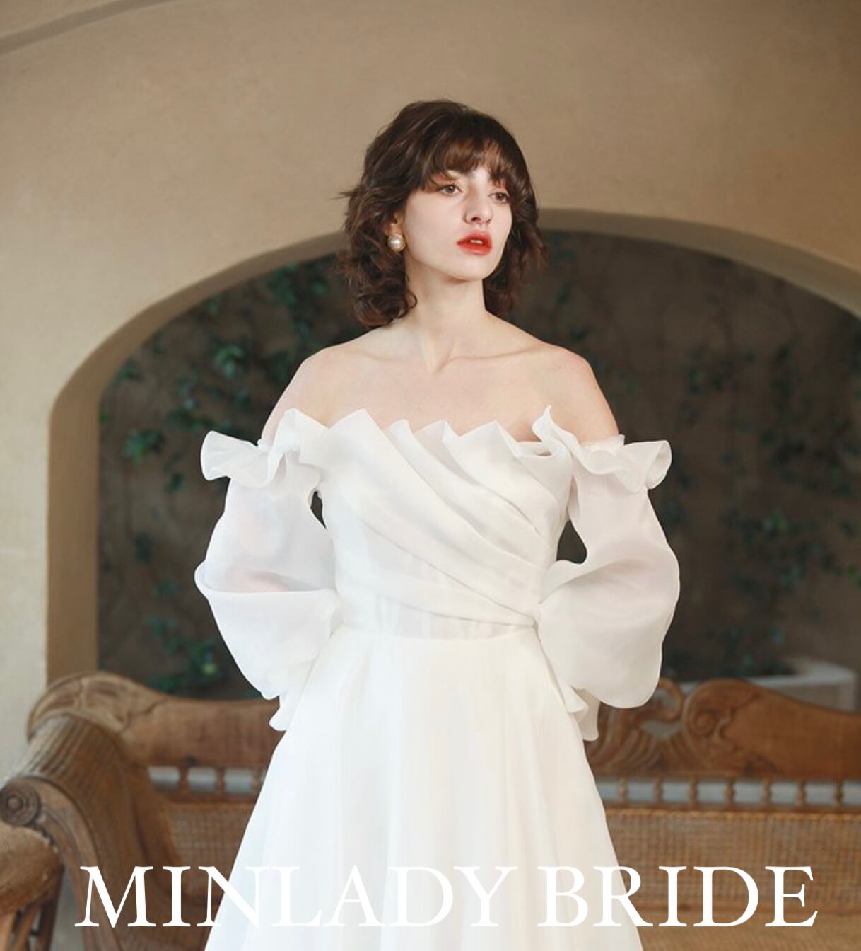 オーガンジー ヴィンテージ ウェディングドレス | MINLADY BRIDE