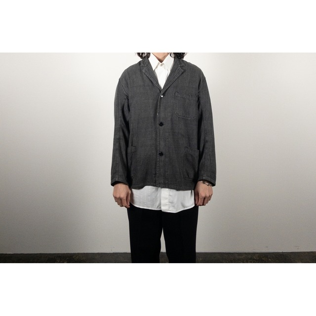 1950s "Dutch Vintage" Gray Salt and Pepper Herringbone Twill Work Jacket