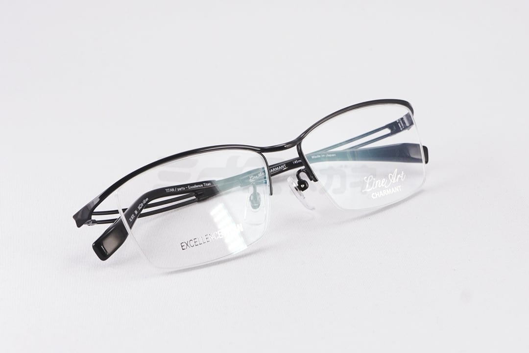 Line Art メガネ XL1872 BK スクエア ブロー ナイロール サーモント