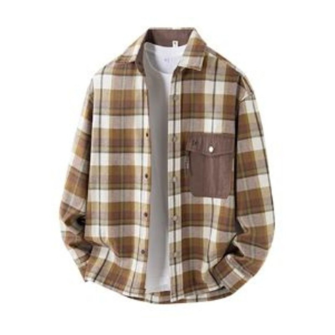 Checked Pattern Button-Down Long Sleeve Shirt ◇H0823