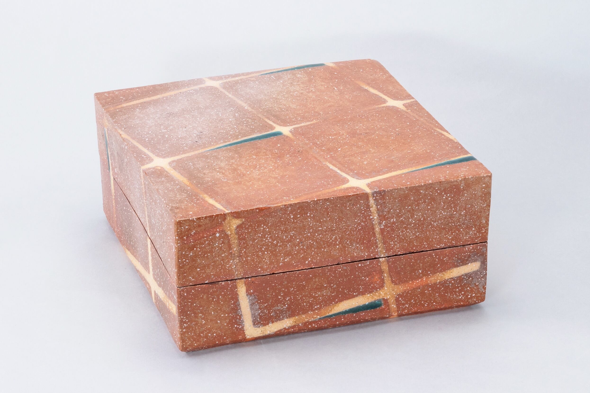 炎箔文四方陶筥 | 萩焼販売 萩焼窯元保男窯オンラインショップ