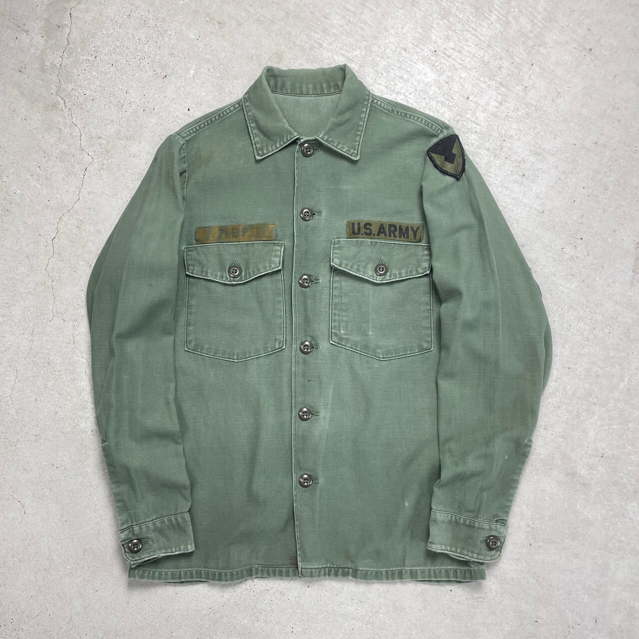 70年納品 U.S.ARMY 米軍実品 OG-107 ユーティリティシャツ メンズS相当