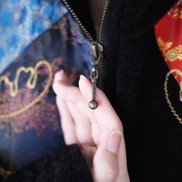 "和×モード" multi fabric and embroidery design velours jacket