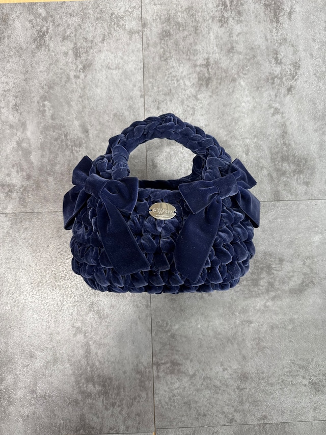 triangle velvet ribbon bag medium 《butter yellow》
