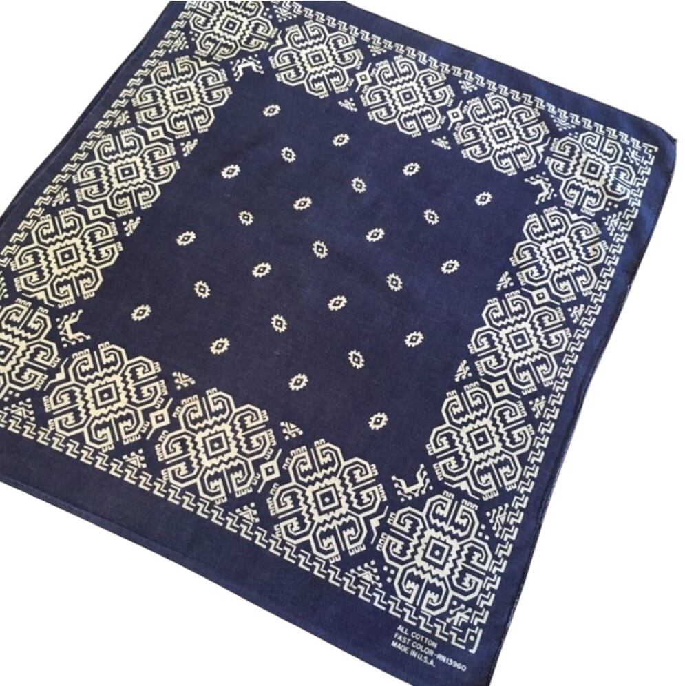 Vintage Bandana "Navy" ① / Made in USA