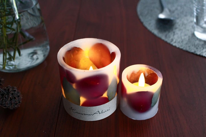 【HANANOAKARI】ボタニカルキャンドルランタン (M・Sセット)バラレッド