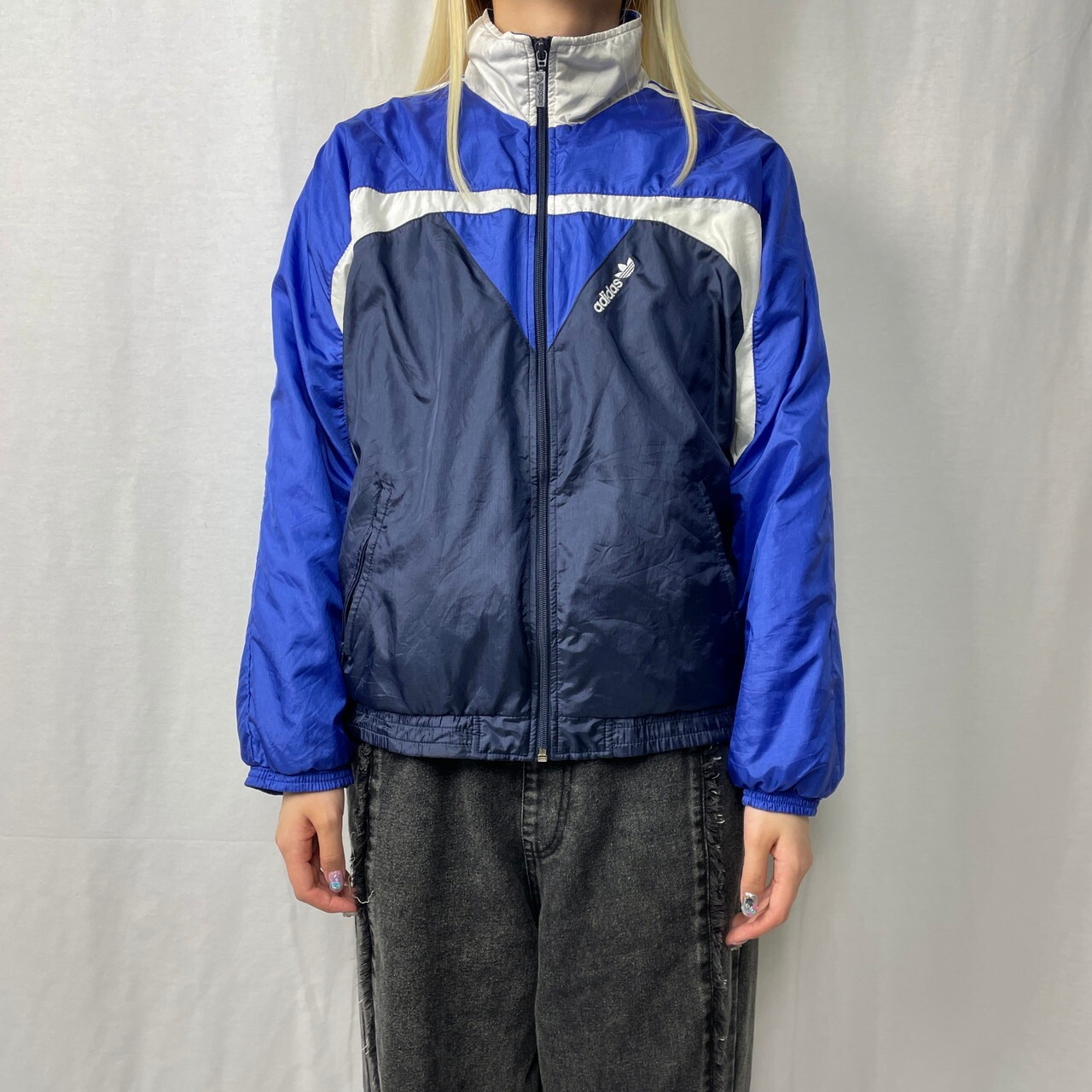 80年代 adidas アディダス ナイロン トラックジャケット メンズS相当 