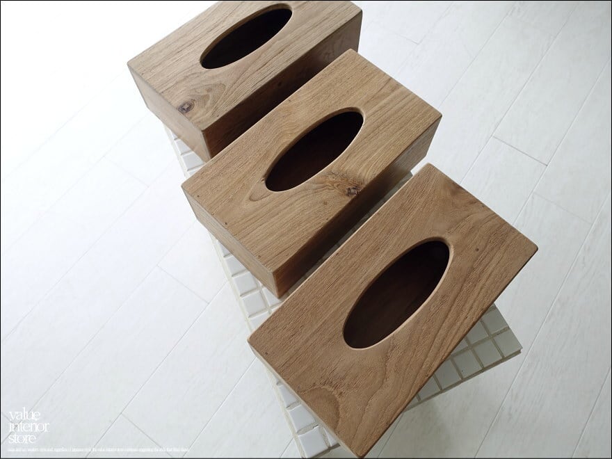 オールドチーク無垢材 ティッシュケースHolz ティッシュボックス 木製