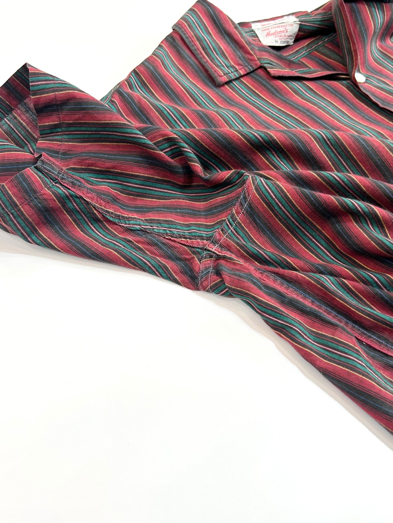 60s Hudson "DOUBLE NAME" S/S OPEN COLLAR SHIRT Size XL