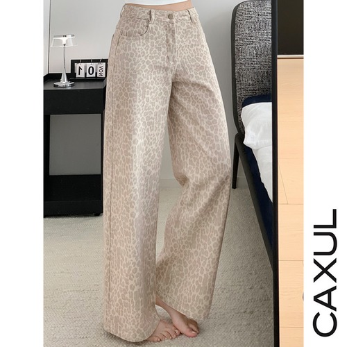 soft leopard straight denim/2color