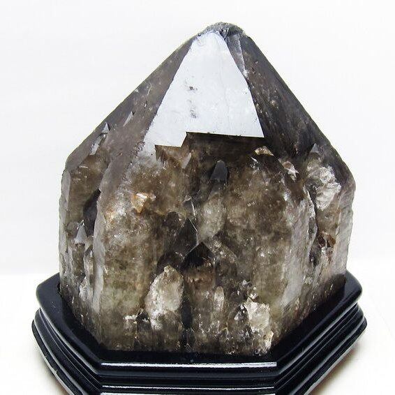 9Kg モリオン 黒水晶 原石 エレスチャル 台座付属 一点物 191-565