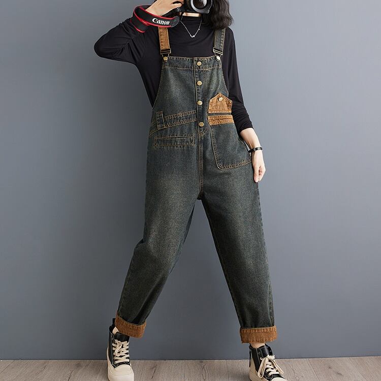 コントラストパッチデニムオーバーオール K17311