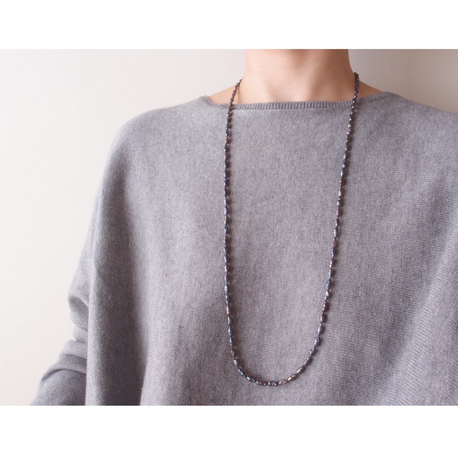 Black Pearl Long Necklace /ブラックパールロングネックレス(rice)