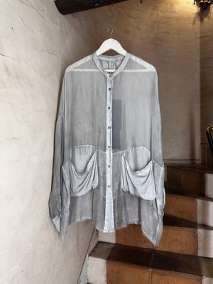 SANCTAMUERTE | DRAPED SHEER SHIRT