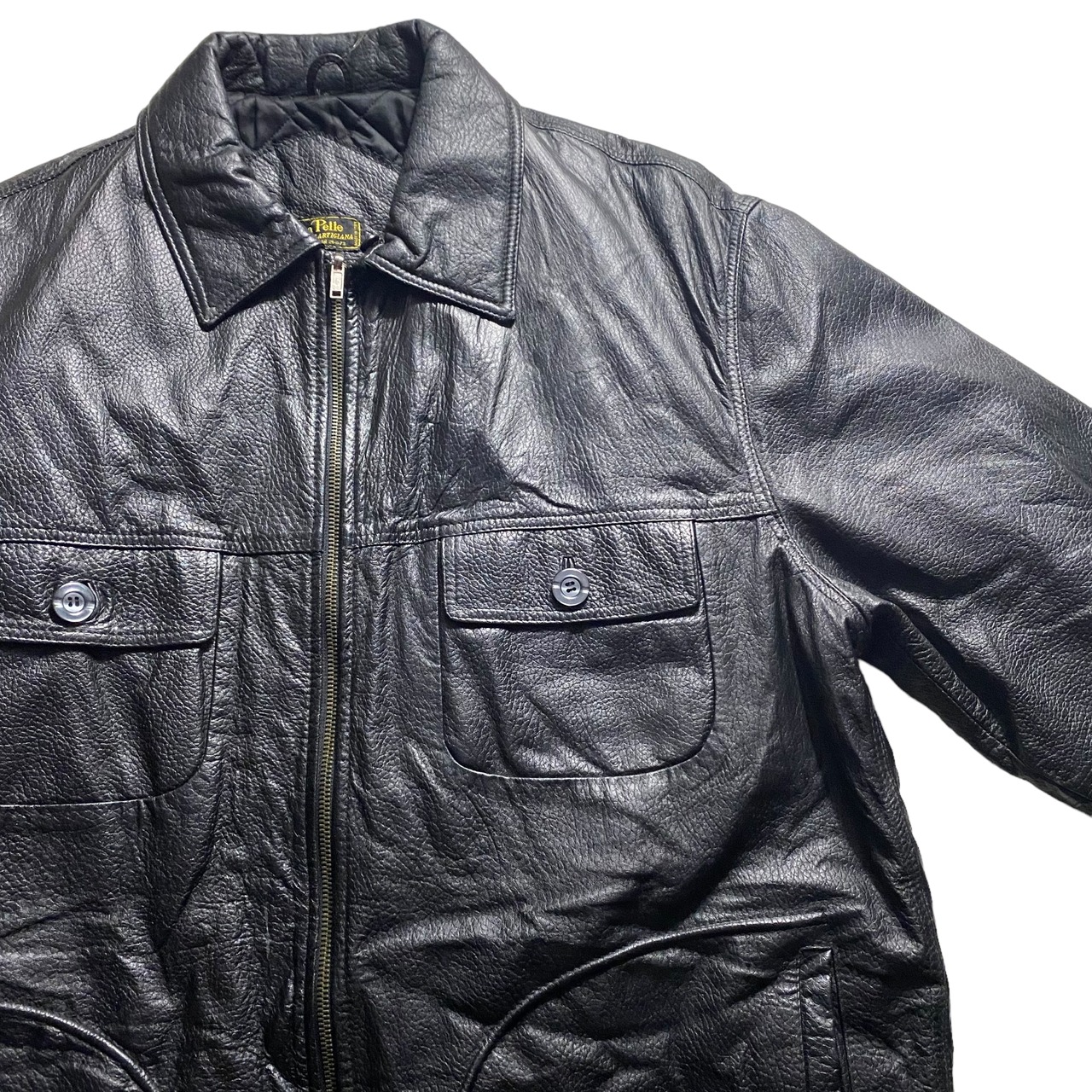 vintage black leather blouson made in Italy