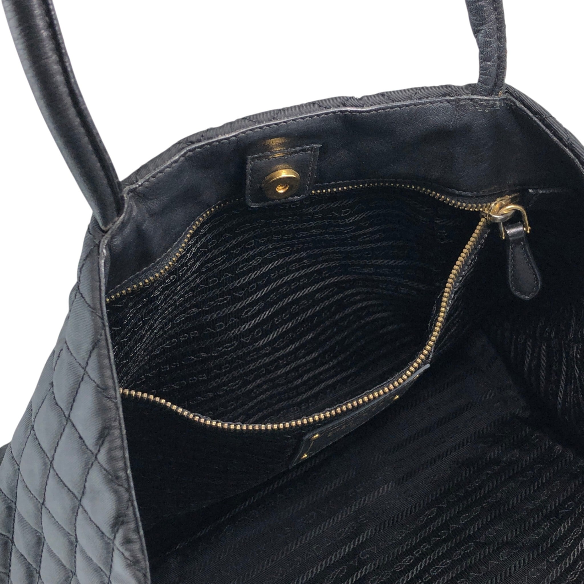 PRADA プラダ ハンドバッグ ブラック ロゴ キルティング トートバッグ