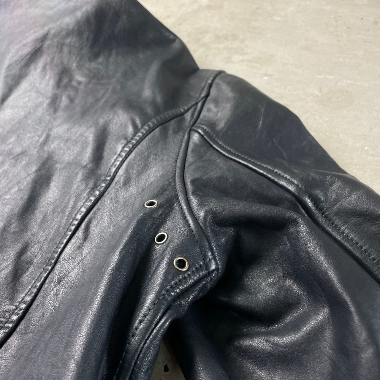 80年代 民間品 フランス軍タイプ レザージャケット メンズL相当 古着 