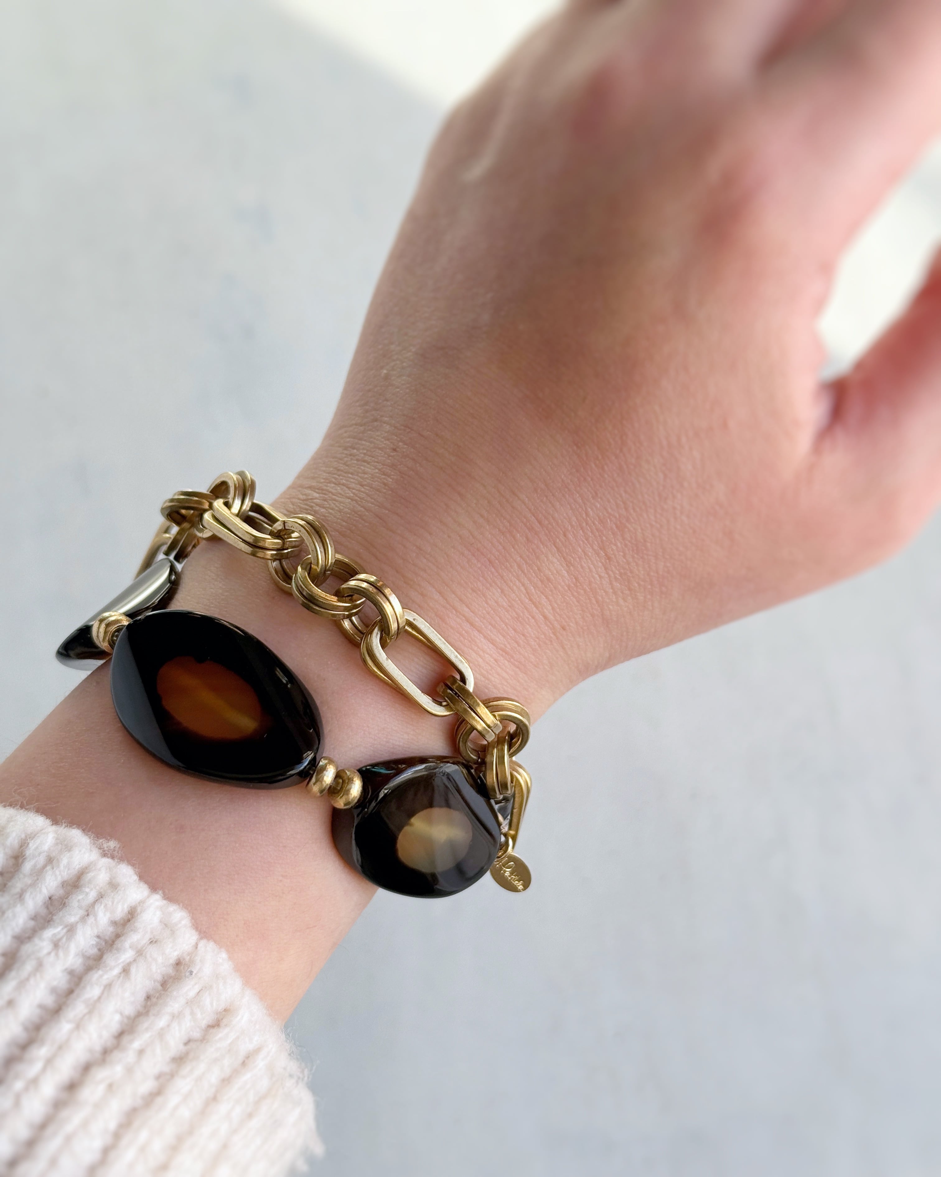 Chain & stone bracelet(アイアゲート)