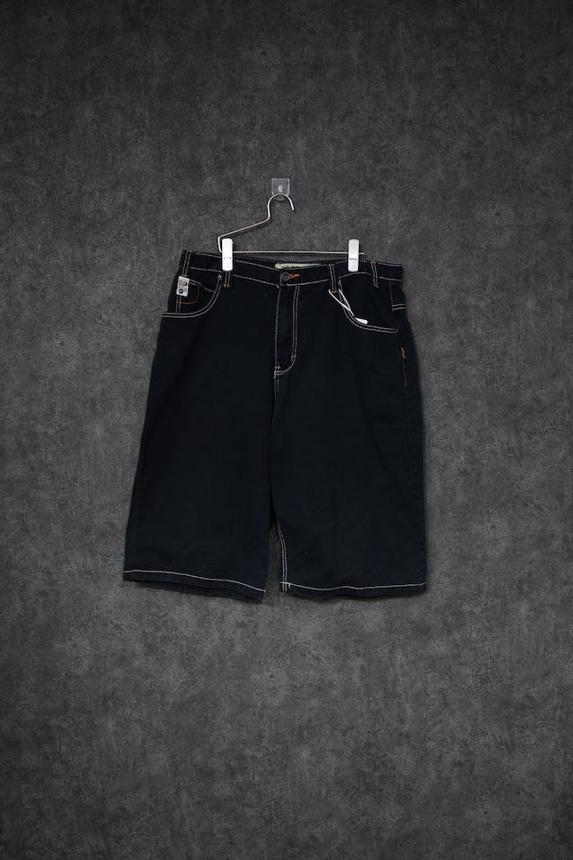 stitch denim buggy shorts Black