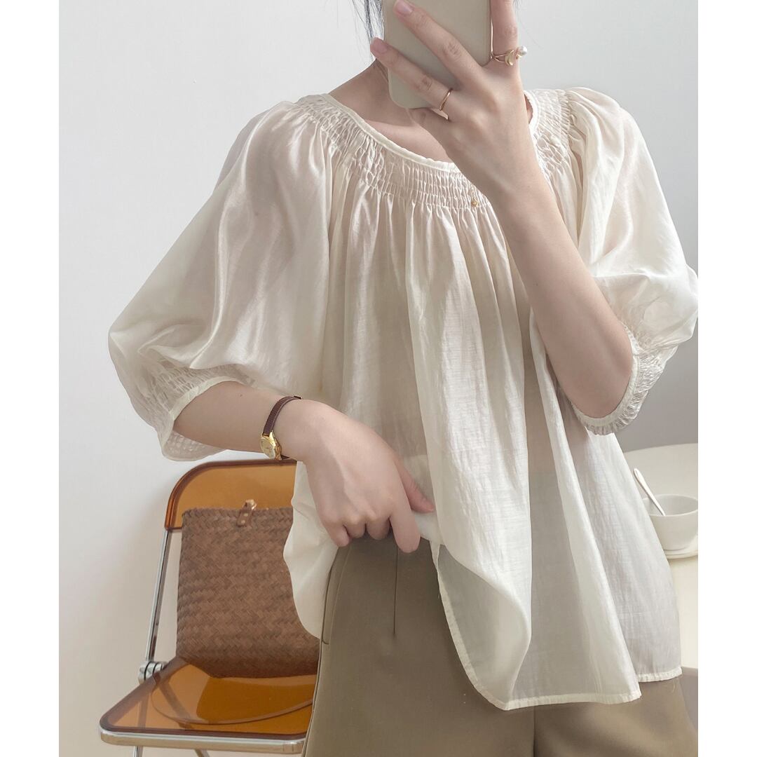 feminine gather blouse N10535