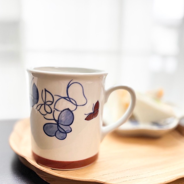 【京焼】染付蝶々マグカップ