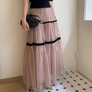 dot tulle skirt (2color)<sk496>