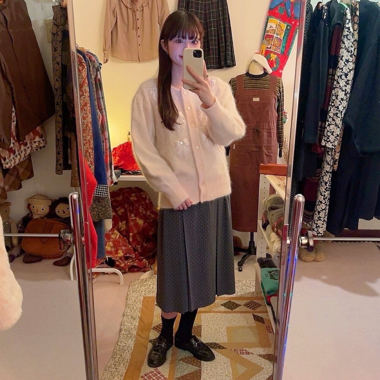 many ribbon angora knit cardigan