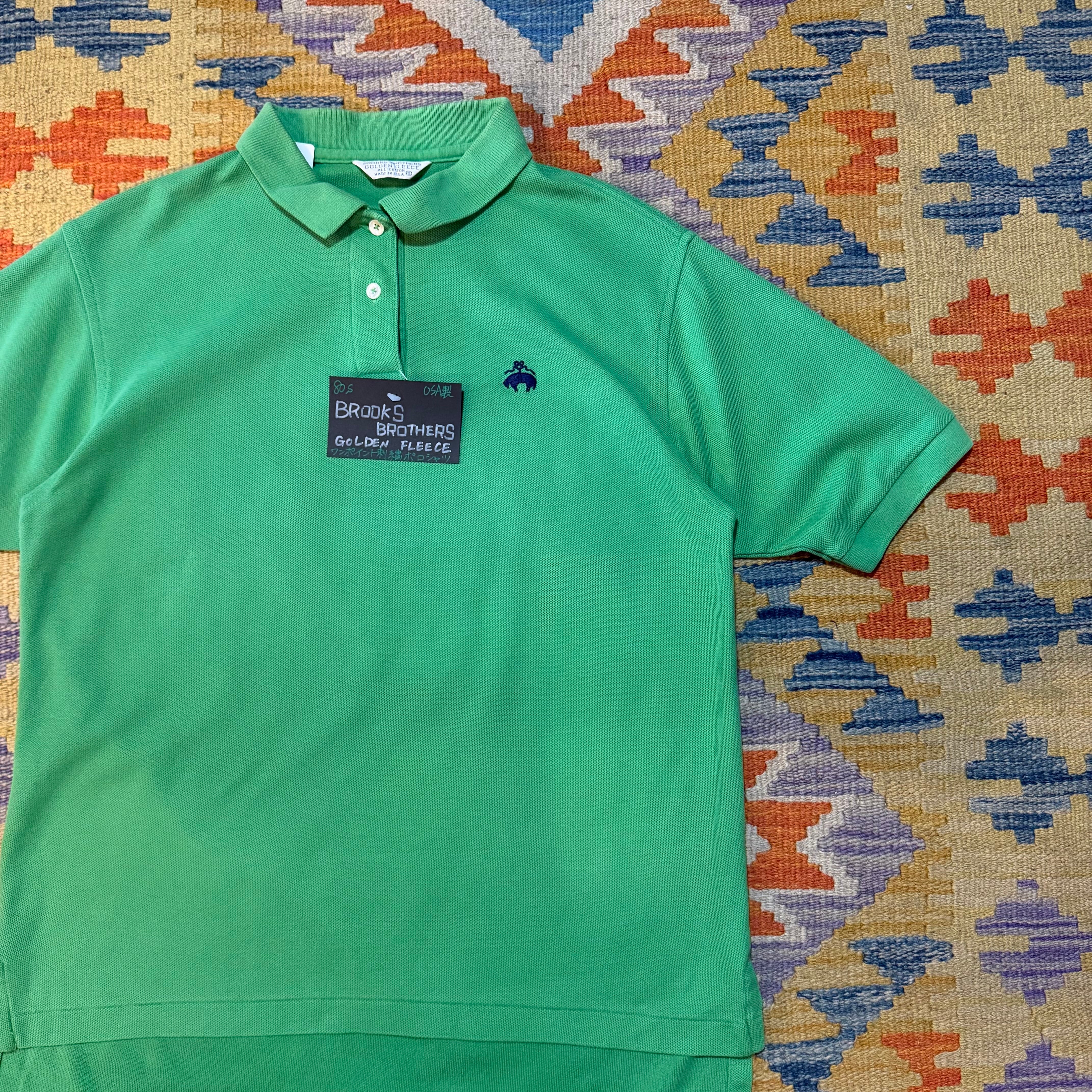 80s USA製 BROOKS BROTHERS GOLDEN FLEECE ワンポイント刺繍ポロシャツ