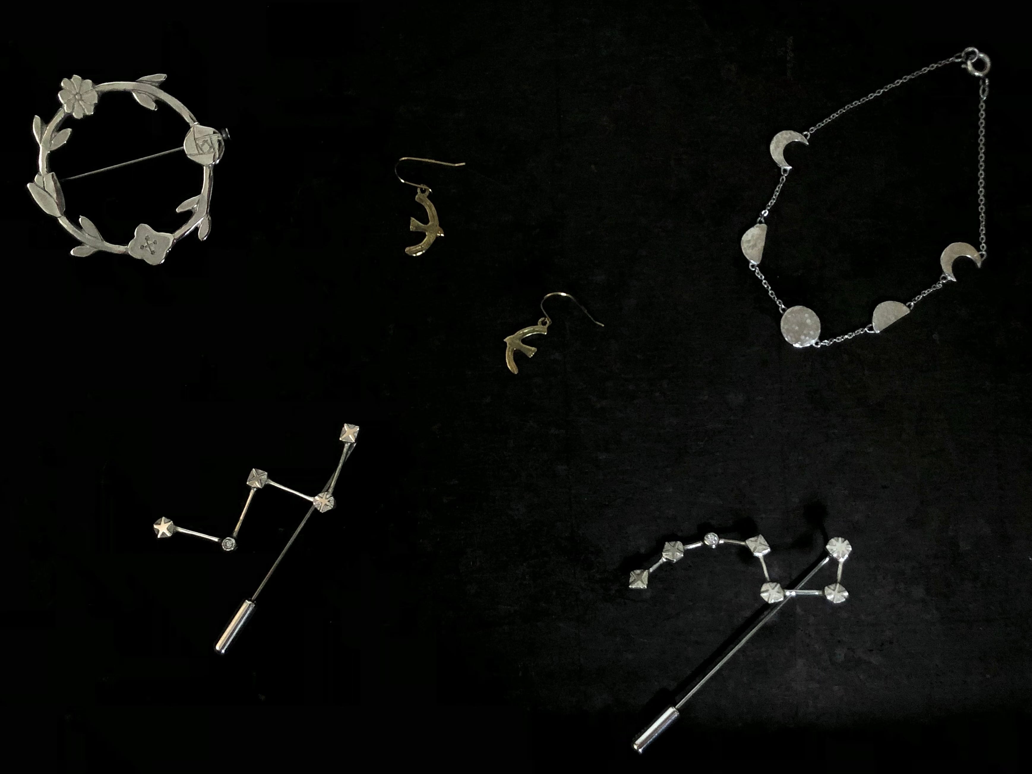 青い地球と星のブローチ 青い地球と星のブローチ