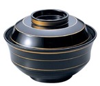 耐熱4寸　天竜寺椀黒／金ライン