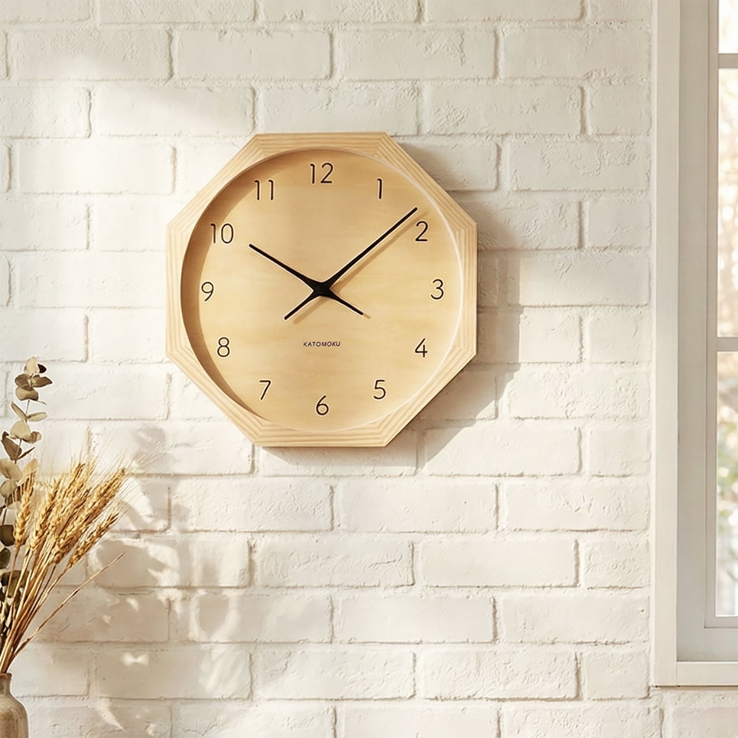 KATOMOKU muku clock 7 八角形 ナチュラル km-83NA8 | 加藤木工株式