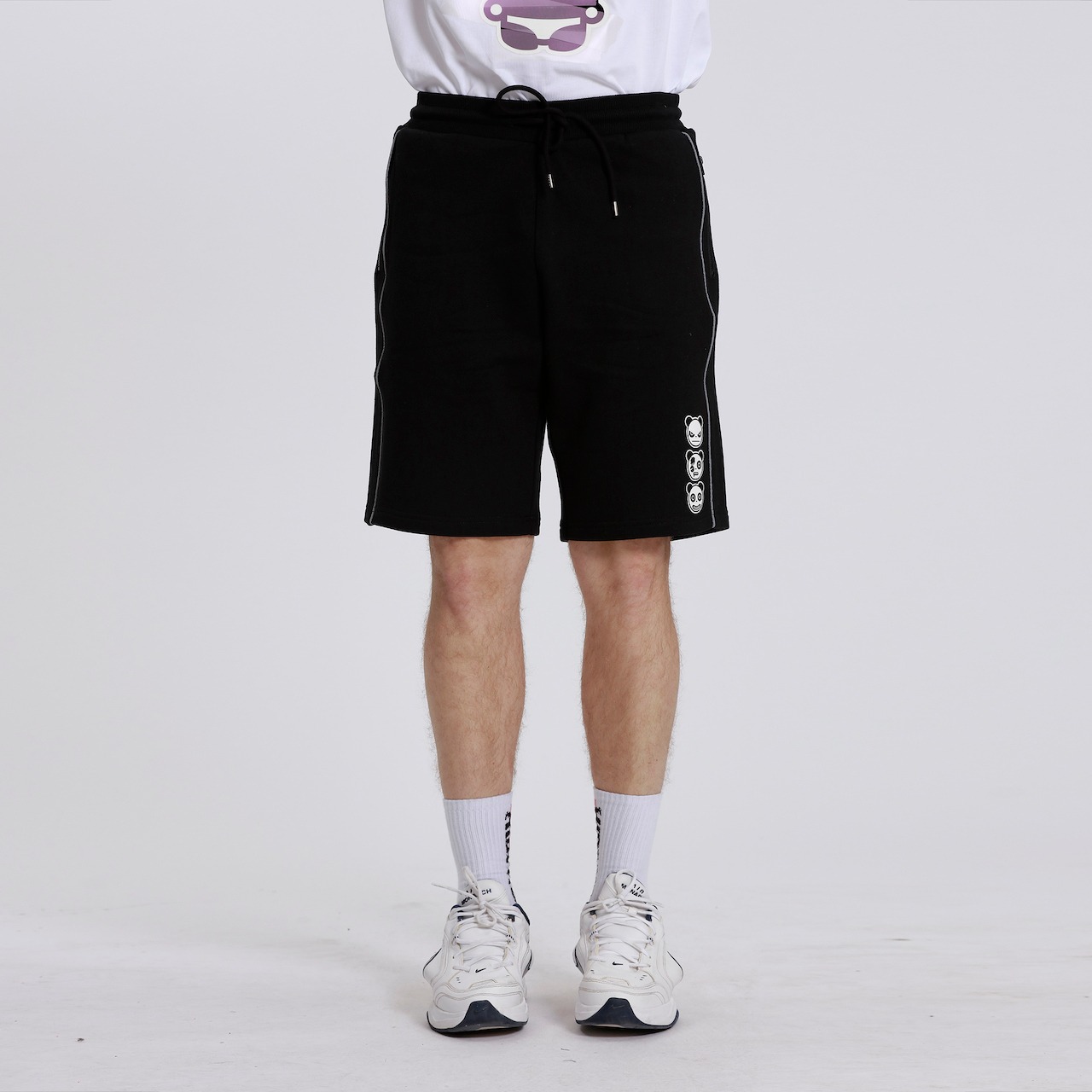 送料無料【HIPANDA ハイパンダ】メンズ ショート スウェットパンツ MEN'S SHORT SWEAT PANTS / BLACK