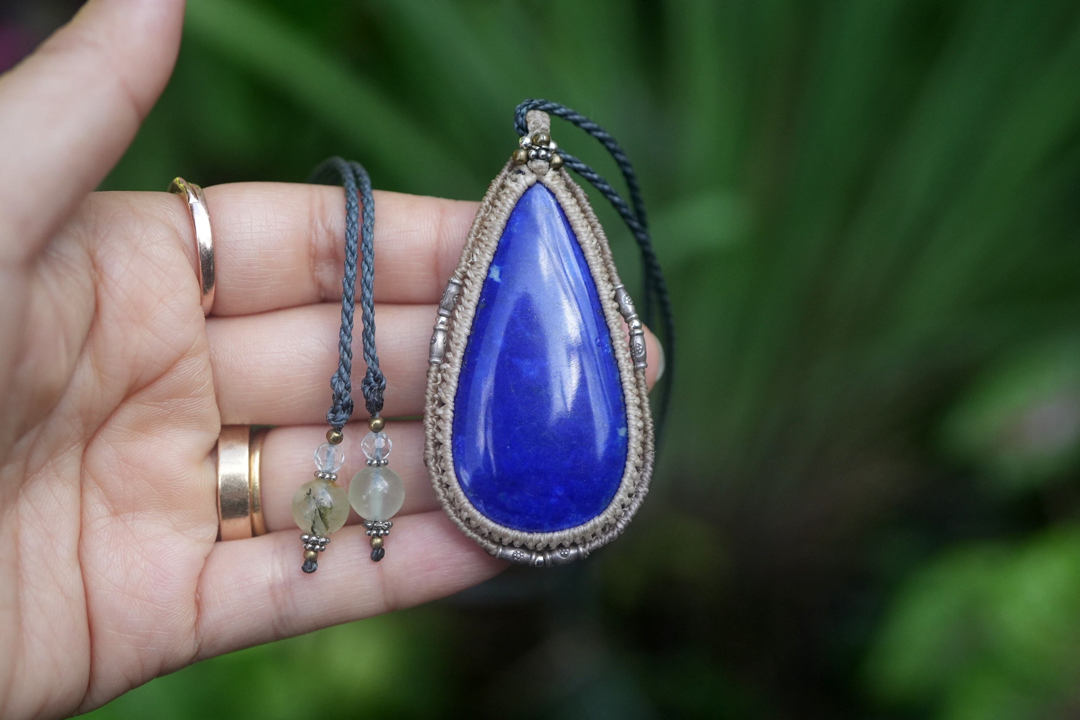 大粒涙★ラピスラズリ マクラメネックレス1785