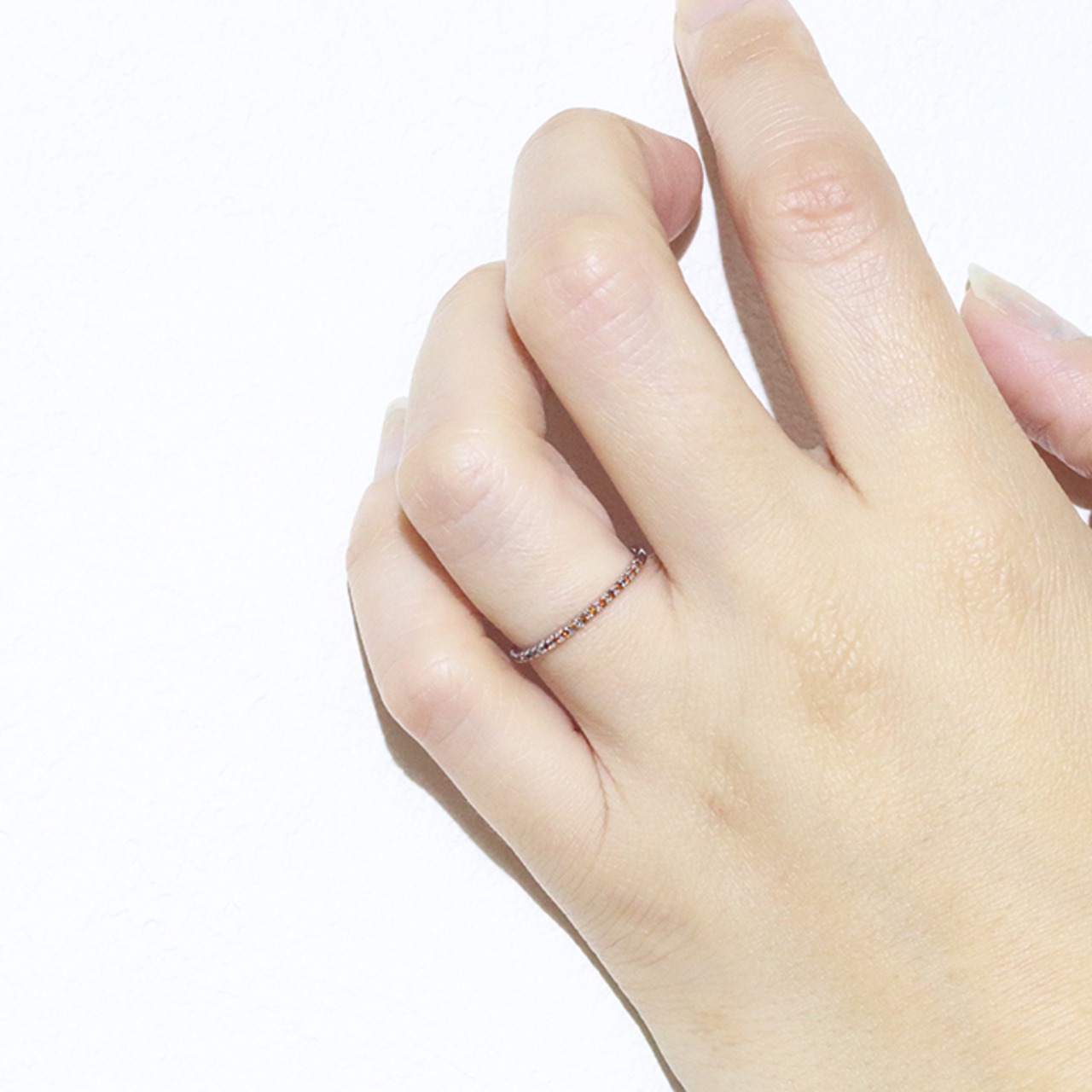 ステンレス製 天然オレンジダイヤモンド ハーフエタニティ 0.12ct 