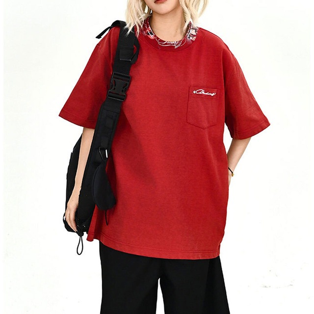 グラフィックネックパッチポケットTシャツ 2col   R02044