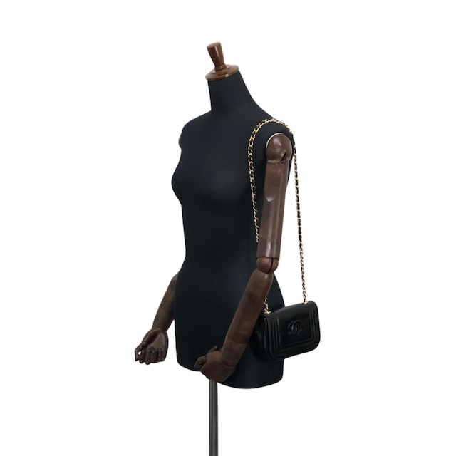 CHANEL シャネル ショルダーバッグ ブラック ココマーク ラムレザー チェーン vintage ヴィンテージ オールド p4crvh
