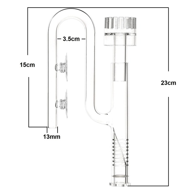 リリィパイプ・ミニ サーフェース スキマー 吸水 クリア ガラス パイプ 油膜取り 水草 水槽用 (内径12mm/外径16mm ホース用)